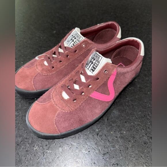 NEW VANS BURGUNDY BROWN SPORT LOW SNEAKERS UNISEX GENUINE SUEDE LEATHER SZ W 8 - Picture 7 of 13